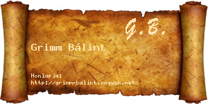 Grimm Bálint névjegykártya